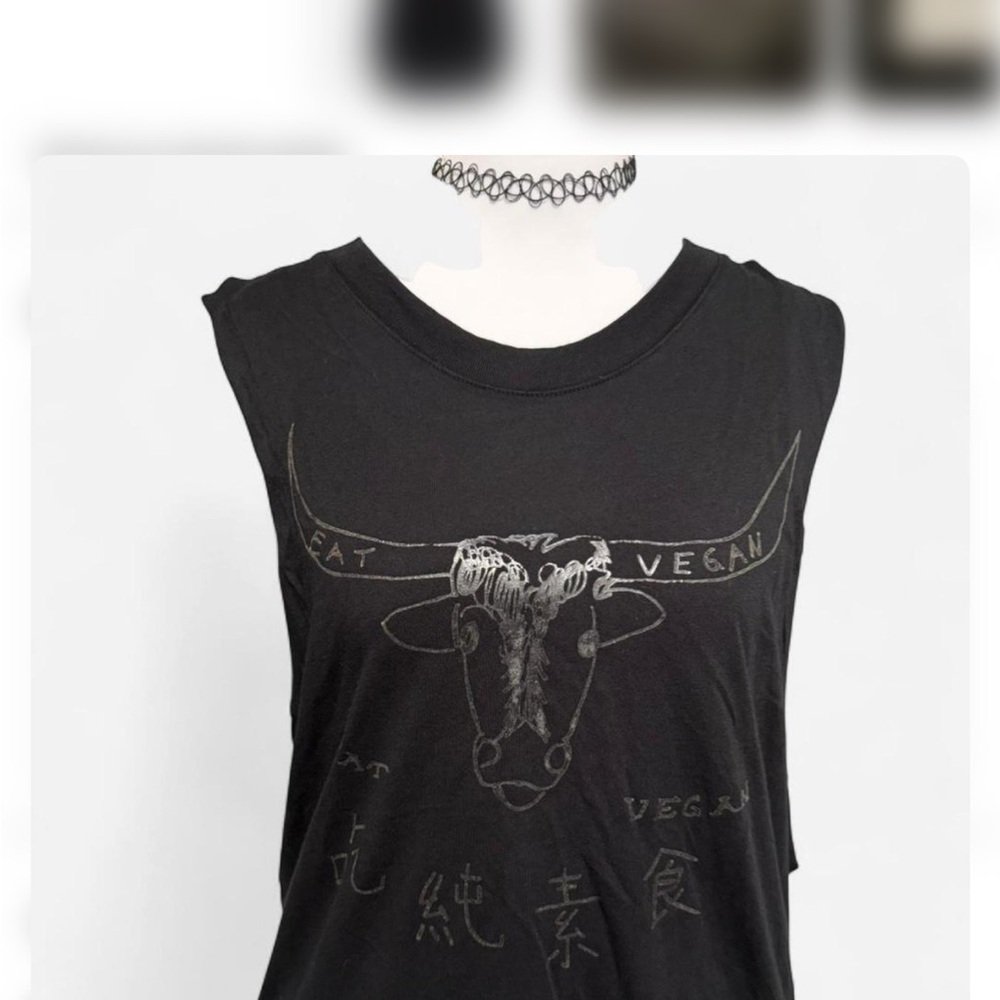 Vegan Graphic Black Muscle Tee